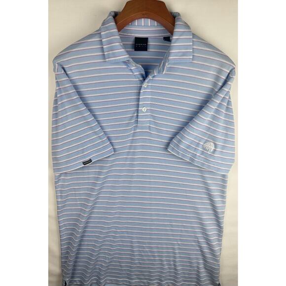 Dunning Men's Size M Performance Golf Polo Shirt Striped Short Sleeve Collared - Picture 2 of 10